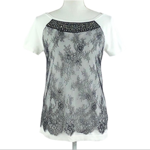 White House Black Market Sweaters - WHBM | Black Lace Jeweled Sweater